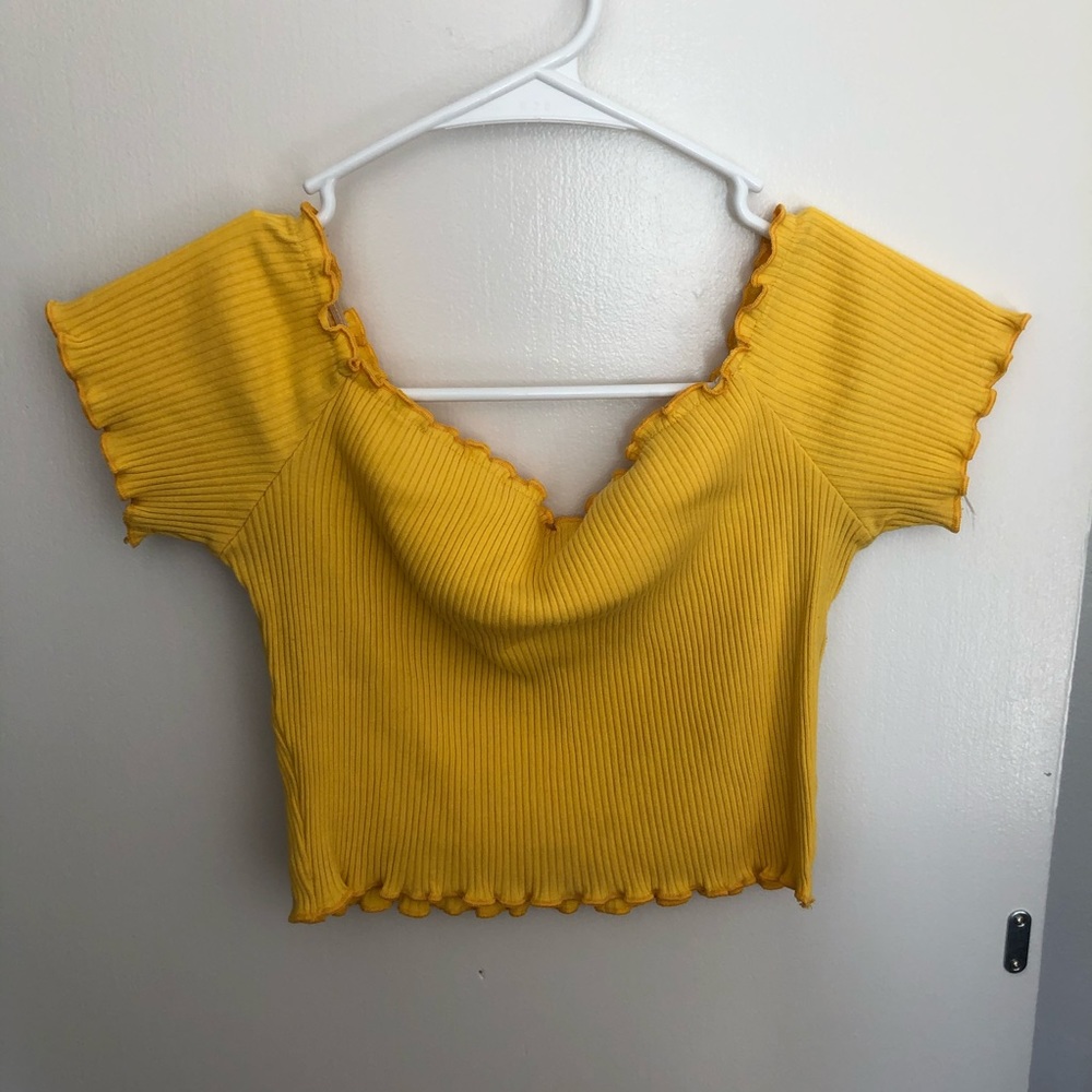 Yellow ribbed crop top